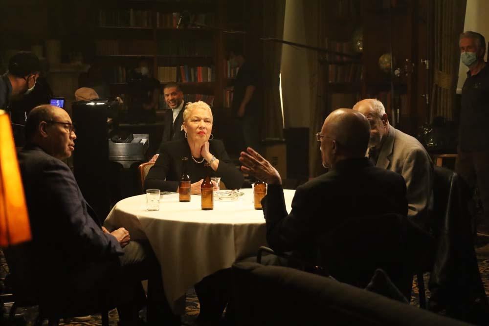 Host, Henry Louis Gates Jr., sits with Benaree Wiley, Richard Taylor and Flash Wiley.