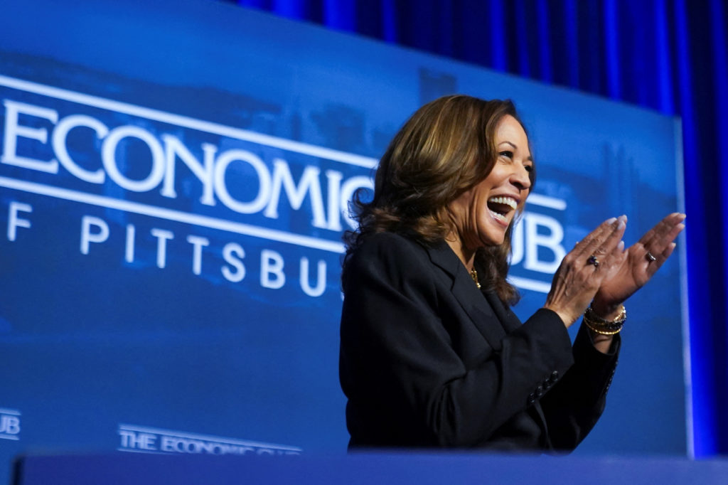 Democratic presidential nominee and U.S. Vice President Kamala Harris holds a campaign event in Pittsburgh