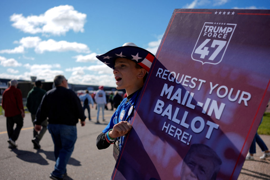 FILE PHOTO: Republican presidential nominee Donald Trump holds a rally in Mosinee