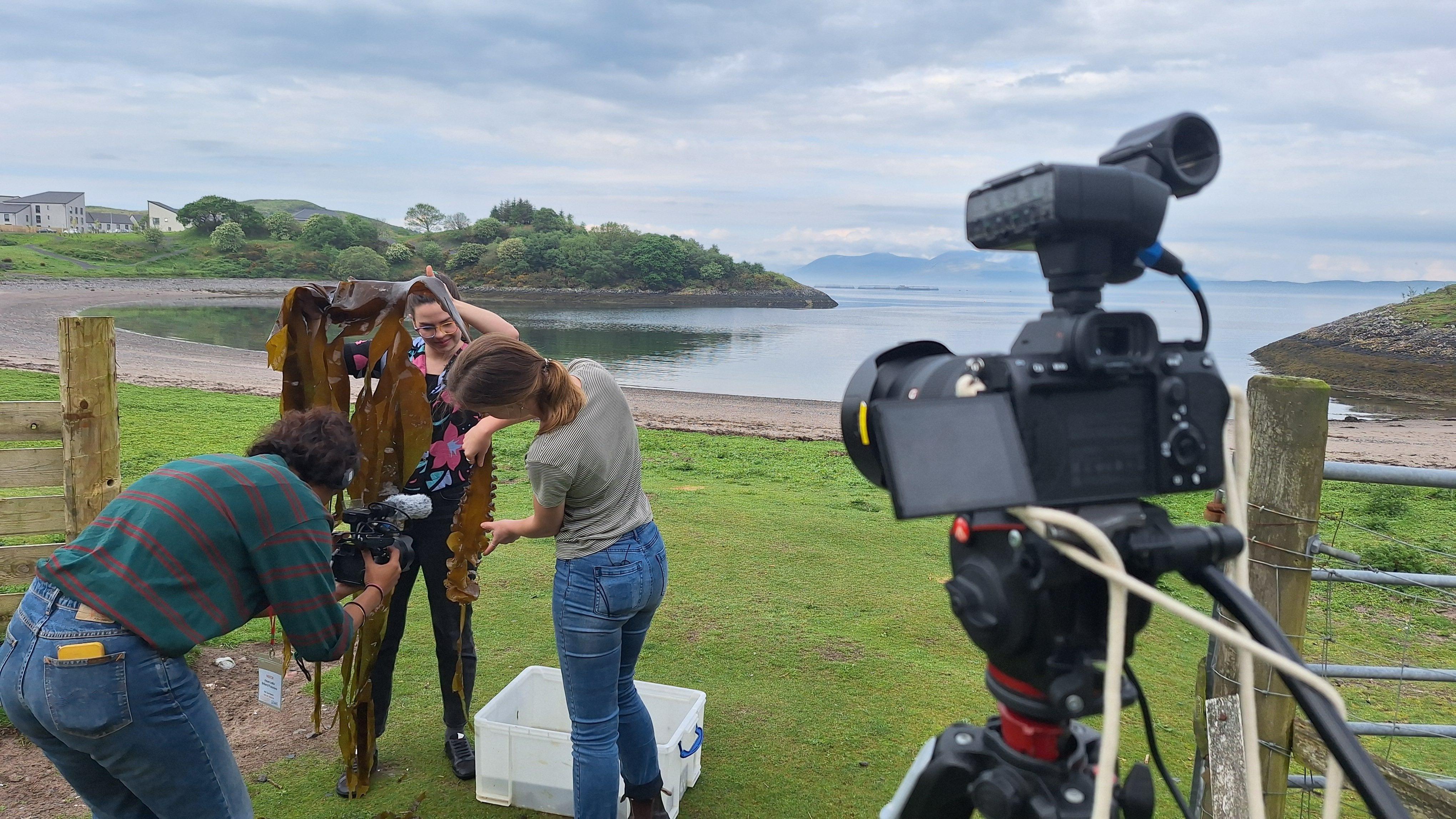 Kalyani captures an epic seaweed scene for episode 7 at the Scottish Association for Marine Science (SAMS) with Maren and Reina.