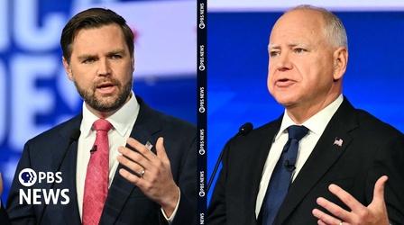 Video thumbnail: PBS News Hour WATCH: Key moments from the Walz-Vance debate