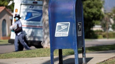 Video thumbnail: PBS News Hour Postal workers union sounds alarm about USPS service